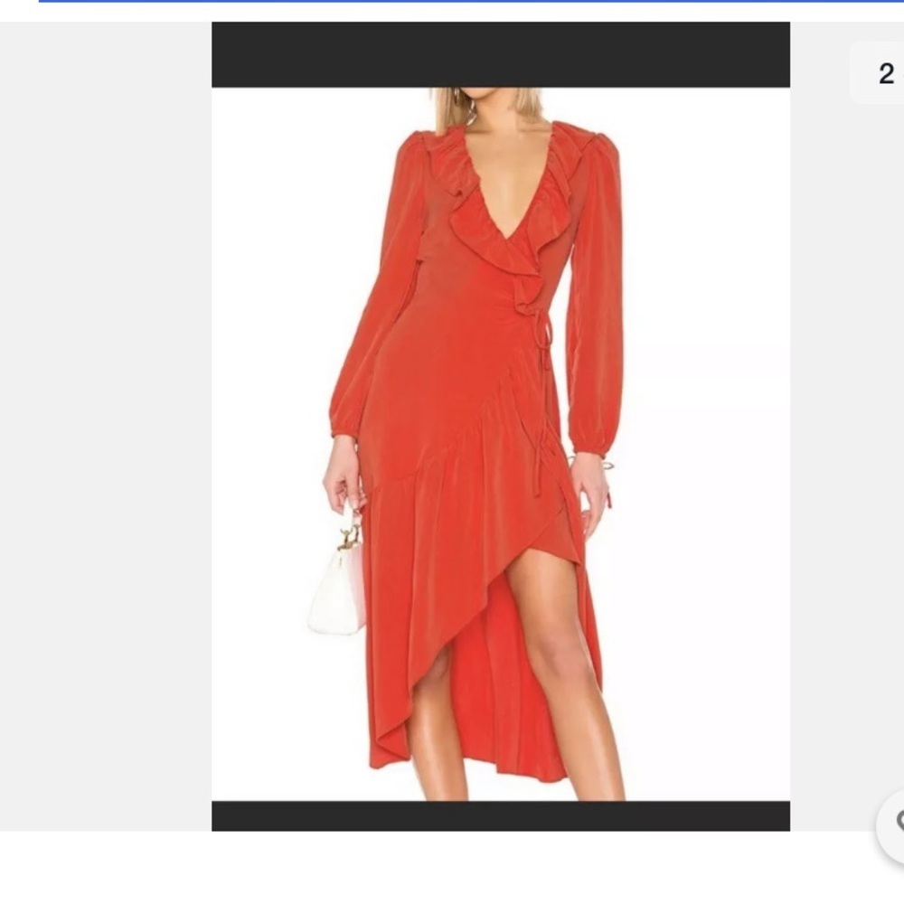 - NWT tularosa revolve wrap style midi Stevie dress XS wedding guest flirty sexy - Picture 2 of 6